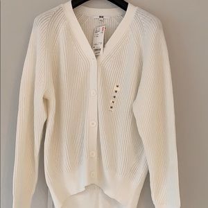women cotton cashmere ribbed relaxed cardigan